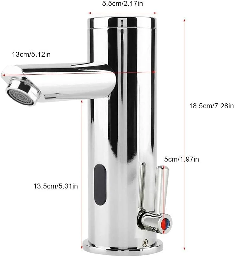شیرآلات روشویی، شیر مخلوط آب گرم و سرد، شیر روشویی برنجی مسی با حسگر اتوماتیک برای روشویی حمام و سینک آشپزخانه