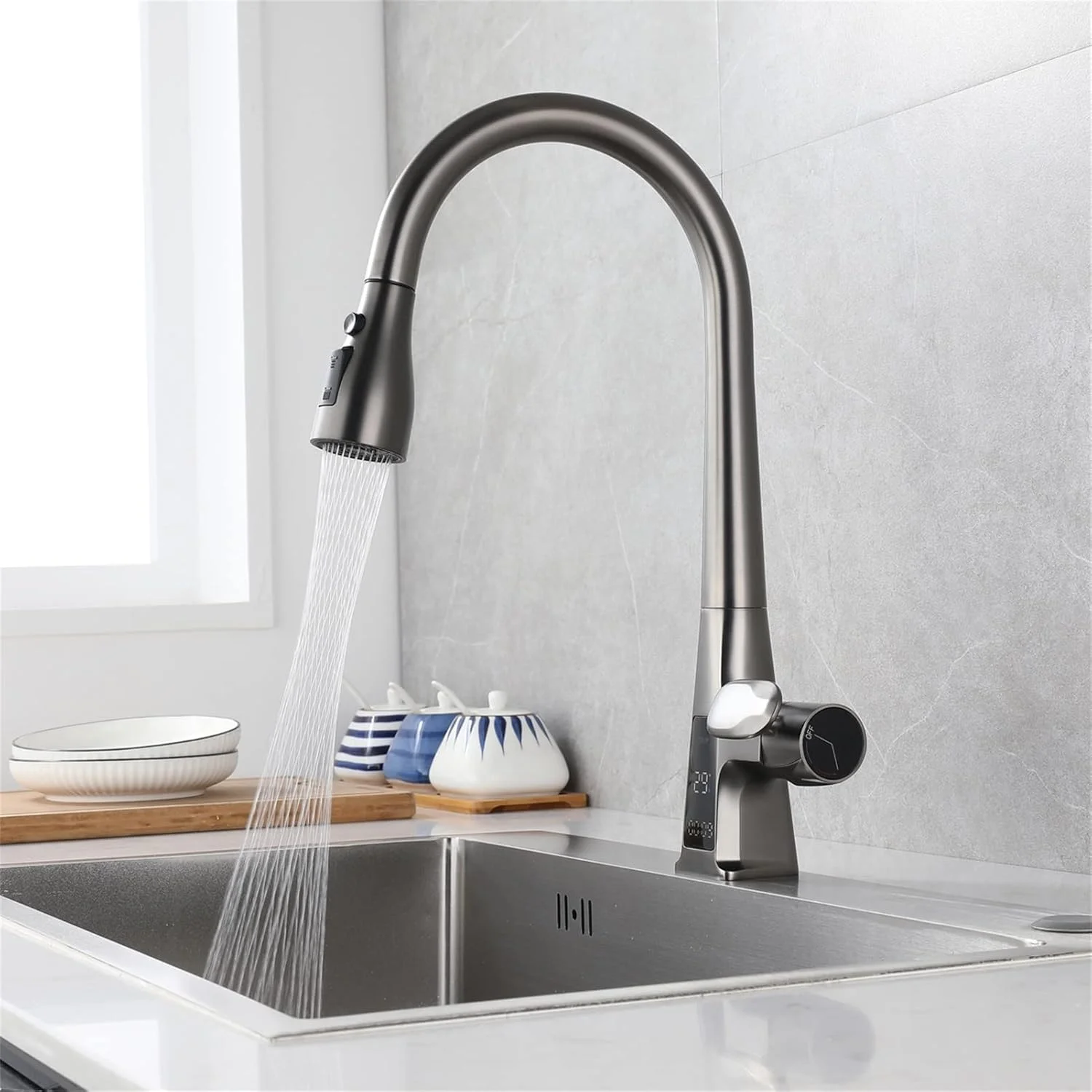 شیرآلات سینک ظرفشویی، شیر آشپزخانه بیرون کشویی، شیر آب سرد و گرم تک دسته دو منظوره، شیر سینک تلسکوپی، شیر مخلوط آشپزخانه