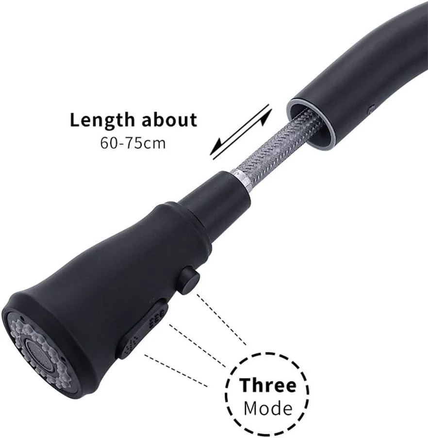 شیر آشپزخانه حسگر دار، شیر مخلوط کن القایی حساس با اسپری کشویی، شیرآلات سینک آشپزخانه تک دسته، مشکی (مشکی)