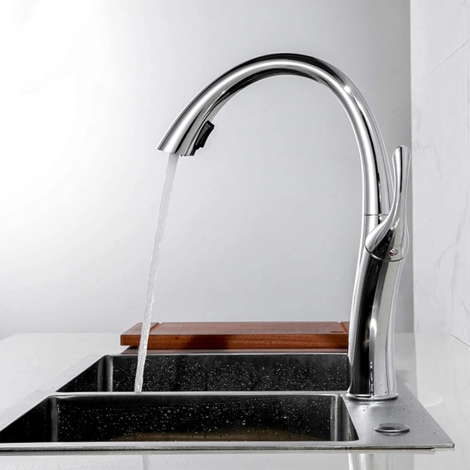 شیر آشپزخانه لمسی، شیر آشپزخانه برنجی با اسپری کشویی، شیر سینک آشپزخانه تک دسته، شیر سینک فعال لمسی، کروم