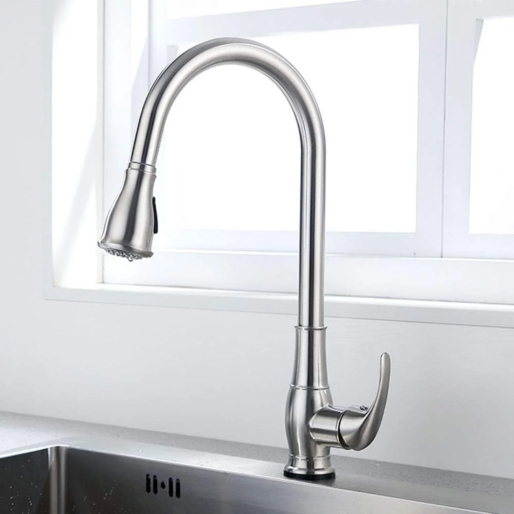 شیرآلات آشپزخانه حسگر دار، شیر میکسر حساس القایی با اسپری کشویی، شیرآلات سینک آشپزخانه تک دسته، مشکی (نیکل برس خورده)