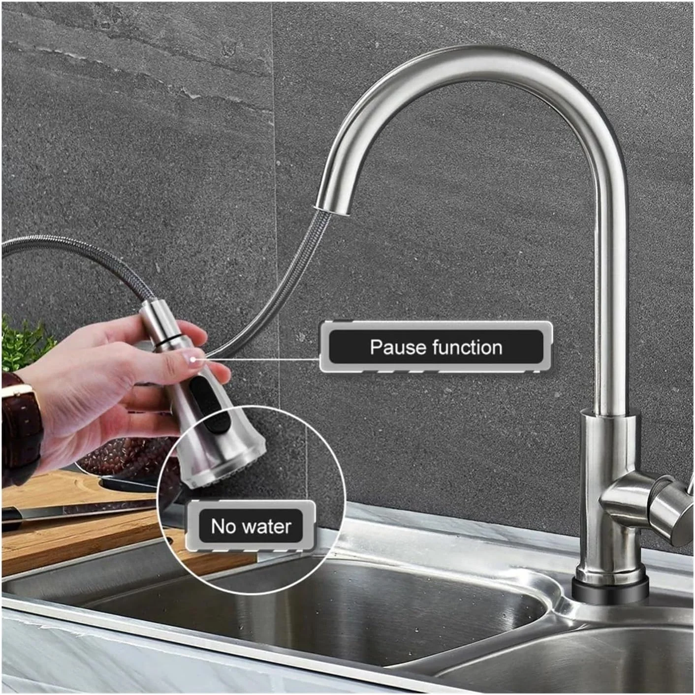 شیر آشپزخانه لمسی هوشمند مشکی QDDVGTGDS با قابلیت چرخش 360 درجه، شیر مخلوط تک دسته با دو حالت آب: شیر سینک سرد و گرم، مخلوط روشویی حمام