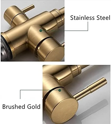 شیر آشپزخانه برای بار، خانه های روستایی و مصارف تجاری، شیر آب فیلتر آب، شیر آشپزخانه، شیر طلایی برس خورده برای نوشیدن و تصفیه آب آشپزخانه، شیر سینک آشپزخانه، شیر آب (کروم)