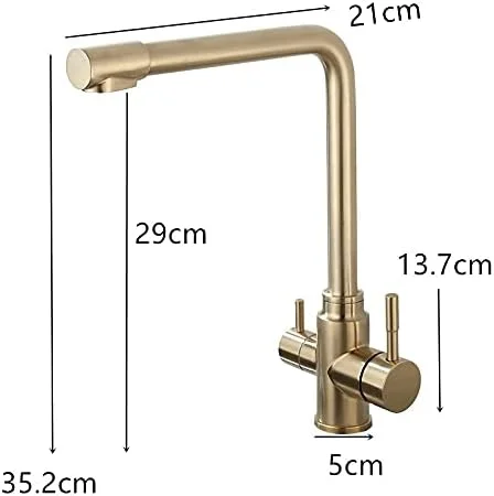 شیر آشپزخانه برای بار، خانه های روستایی و مصارف تجاری، شیر آب فیلتر آب، شیر آشپزخانه، شیر طلایی برس خورده برای نوشیدن و تصفیه آب آشپزخانه، شیر سینک آشپزخانه، شیر آب (کروم)