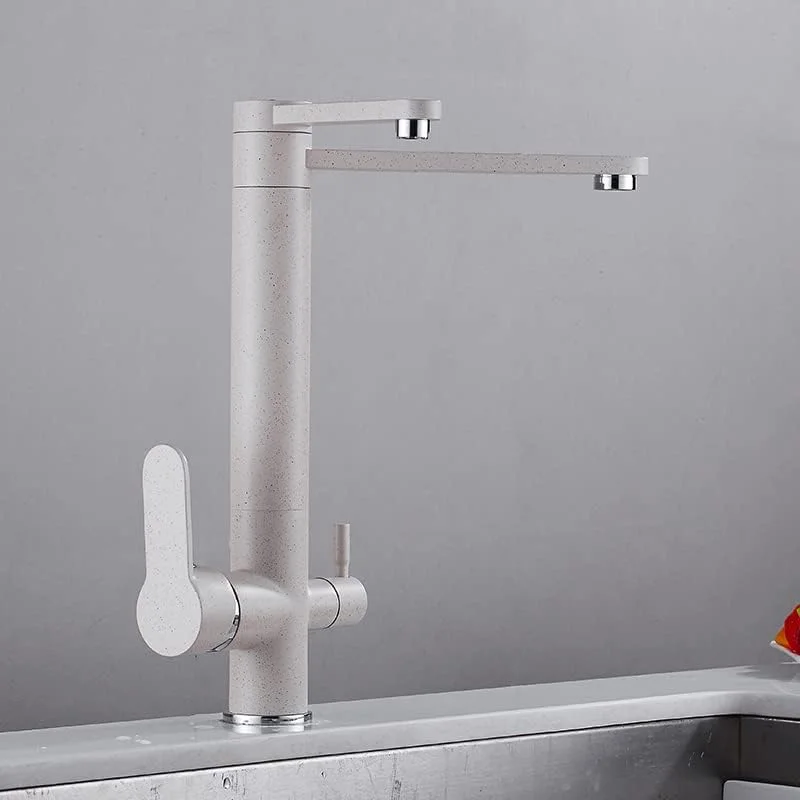 شیر آشپزخانه برای بار، خانه های روستایی و مصارف تجاری، شیرهای آب سرد و گرم آشپزخانه، شیرهای فیلتر آب، شیر مخلوط کن آب با چرخش 360 درجه، شیر آشپزخانه تک سوراخ مشکی (سفید کرمی)