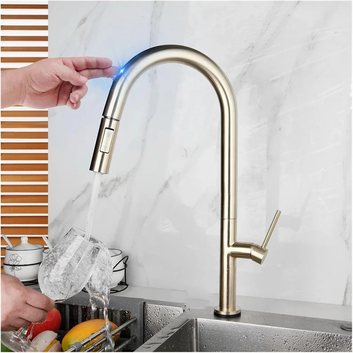 شیرآلات ظرفشویی طلایی مات، شیر آب مخلوط کن آب گرم و سرد لمسی خودکار، شیر کروم کشویی، شیر سنسور هوشمند اتوماتیک سینک ظرفشویی-C شیرآلات ظرفشویی طلایی مات، شیر آب مخلوط کن آب گرم و سرد لمسی خودکار، شیر کروم کشویی، شیر سنسور هوشمند اتوماتیک سینک ظرفشویی-C