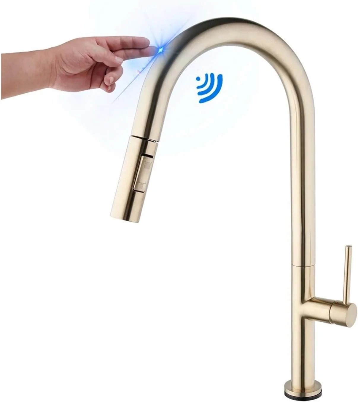 شیرآلات ظرفشویی طلایی مات، شیر میکسر آب گرم و سرد لمسی اتوماتیک، شیر کروم کشویی، شیر سنسور هوشمند اتوماتیک ظرفشویی - A