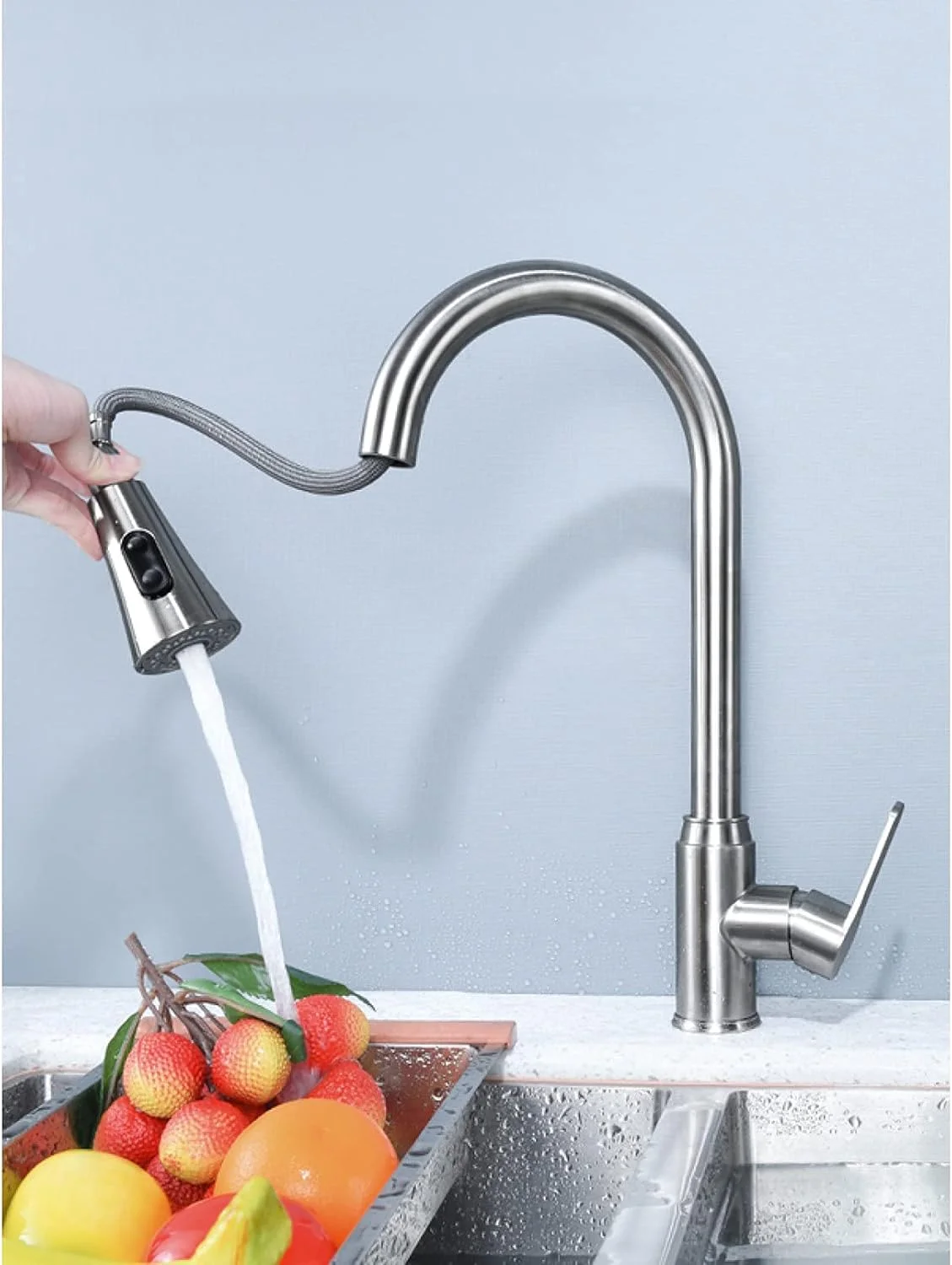 شیر آشپزخانه رومیزی، شیر سینک ظرفشویی آب گرم و سرد خانگی، شیر سینک ظرفشویی استیل ضد زنگ (Jhg)