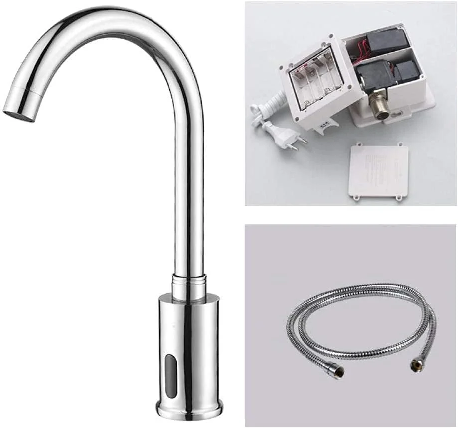 شیر آب سینک دستشویی، شیر آب آشپزخانه، شیر آب اتوماتیک سنسور دار دستشویی، شیر آب مسی سینک ظرفشویی تک اهرمی سرد، چرخش 360 درجه، بدون لمس، مادون قرمز