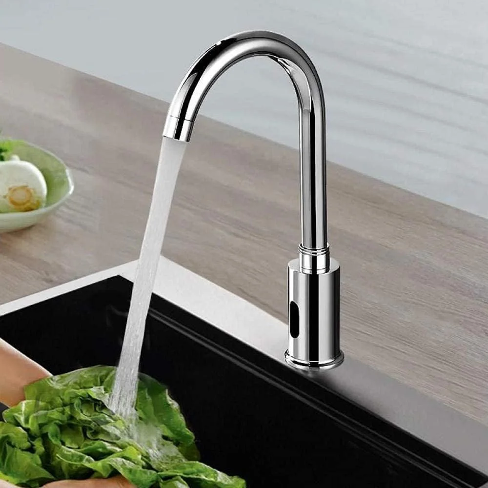 شیر آب سینک دستشویی، شیر آب آشپزخانه، شیر آب اتوماتیک سنسور دار دستشویی، شیر آب مسی سینک ظرفشویی تک اهرمی سرد، چرخش 360 درجه، بدون لمس، مادون قرمز