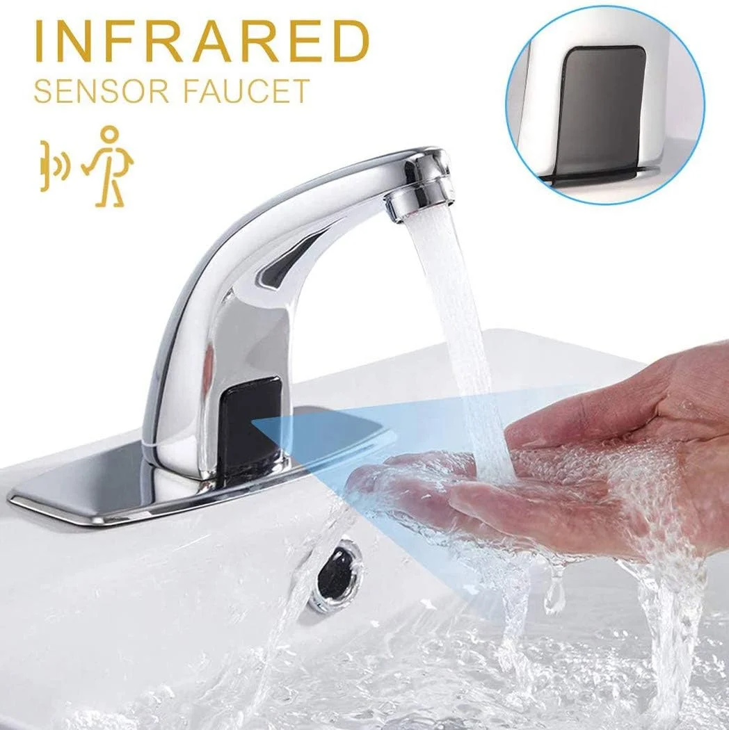 شیر آب بدون لمس WLWLEO - شیر آشپزخانه حسگر اتوماتیک، شیر آب مخلوط سرد و گرم القایی با جعبه کنترل تنظیم دما، برای سینک روشویی حمام، A