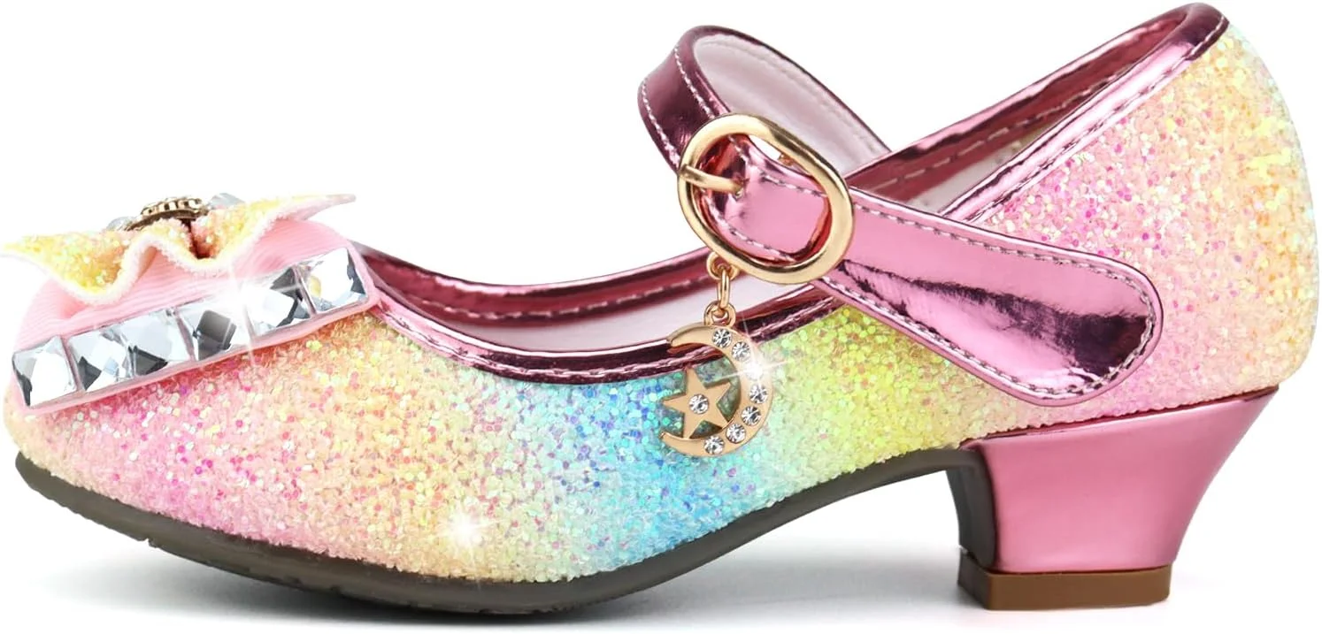 کفش های پرنسسی دخترانه ماما استات، کفش های اکلیلی دخترانه پاشنه بلند، کفش های پولکی پرنسسی برای مهمانی ها، عروسی ها، صندل های شیک دخترانه پاشنه دار