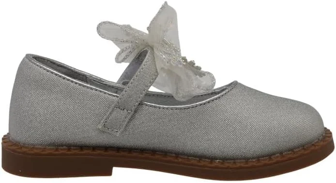 صندل های تخت مری جین بچه گانه، کفش های مجلسی پرنسسی زیبا با پاپیون دانه برفی برای کودکان کوچک