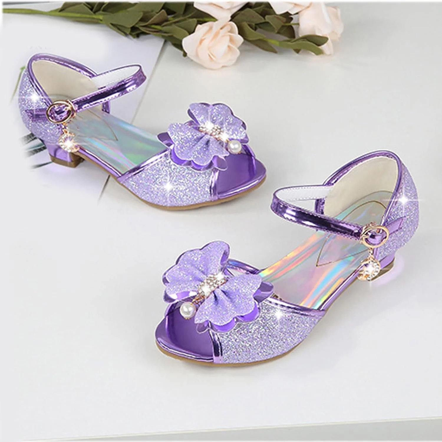 صندل های پاشنه بلند دخترانه پرنسس کریستالی تابستانی با جلوی باز