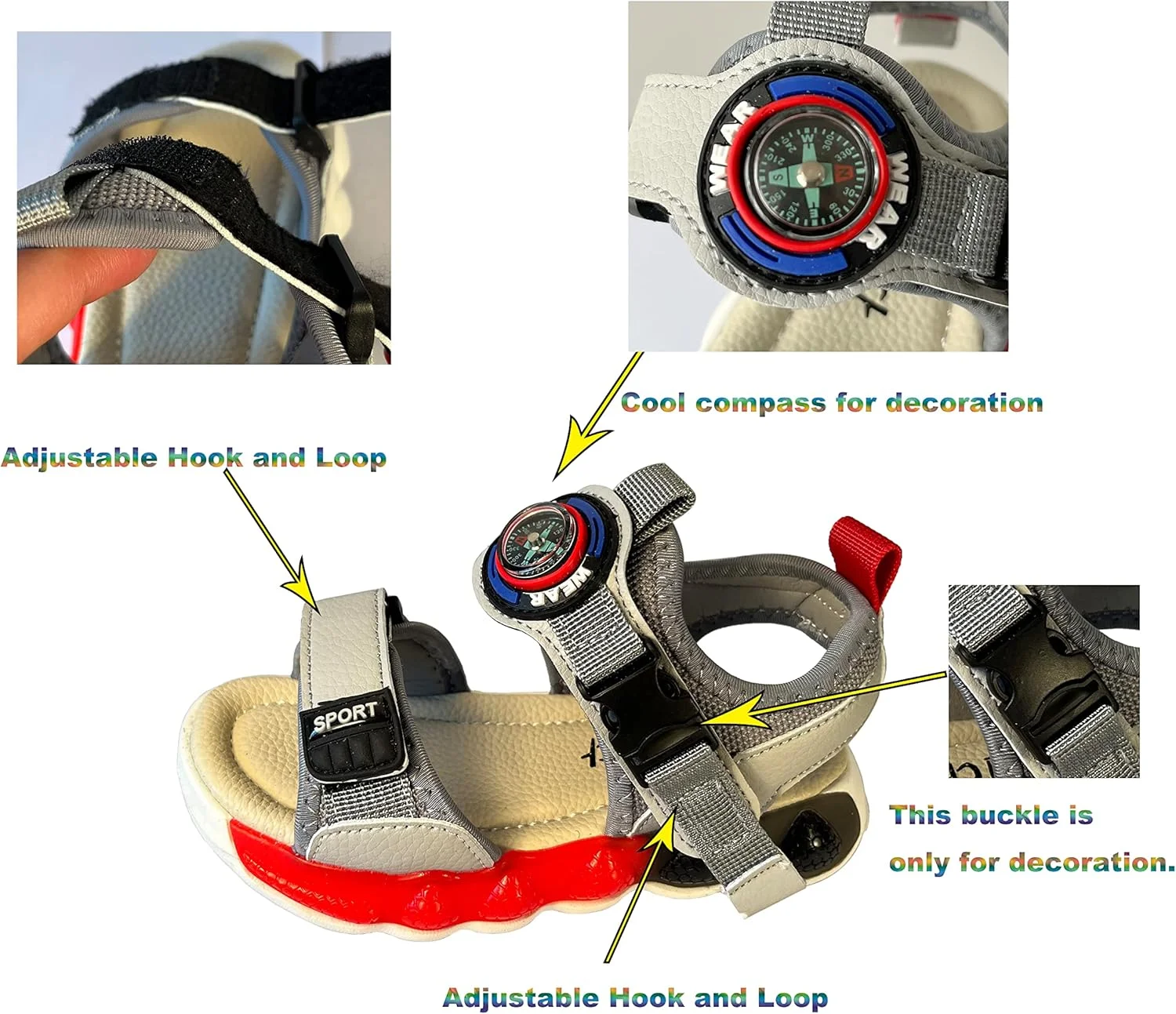 صندل های تابستانی پسرانه KIYFERC، کفش های ورزشی پیاده روی ساحلی، صندل های روباز مناسب فضای باز برای کودکان