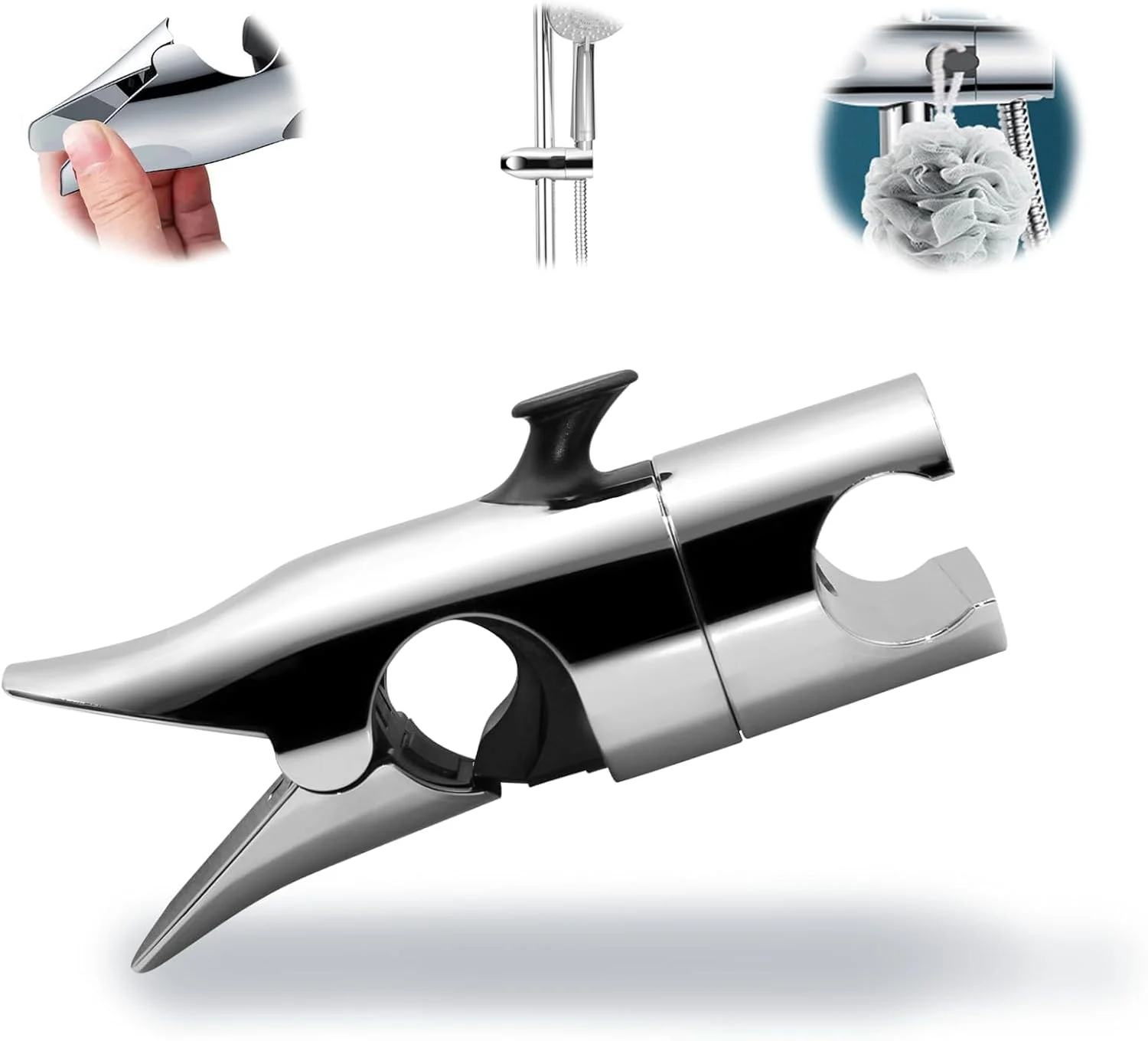 نگهدارنده سردوش کاست‌ویو، براکت نگهدارنده سردوش 18-25 میلی‌متری، گیره نگهدارنده سردوش جهانی قابل تنظیم، برای میله لغزنده دوش حمام، روکش کروم