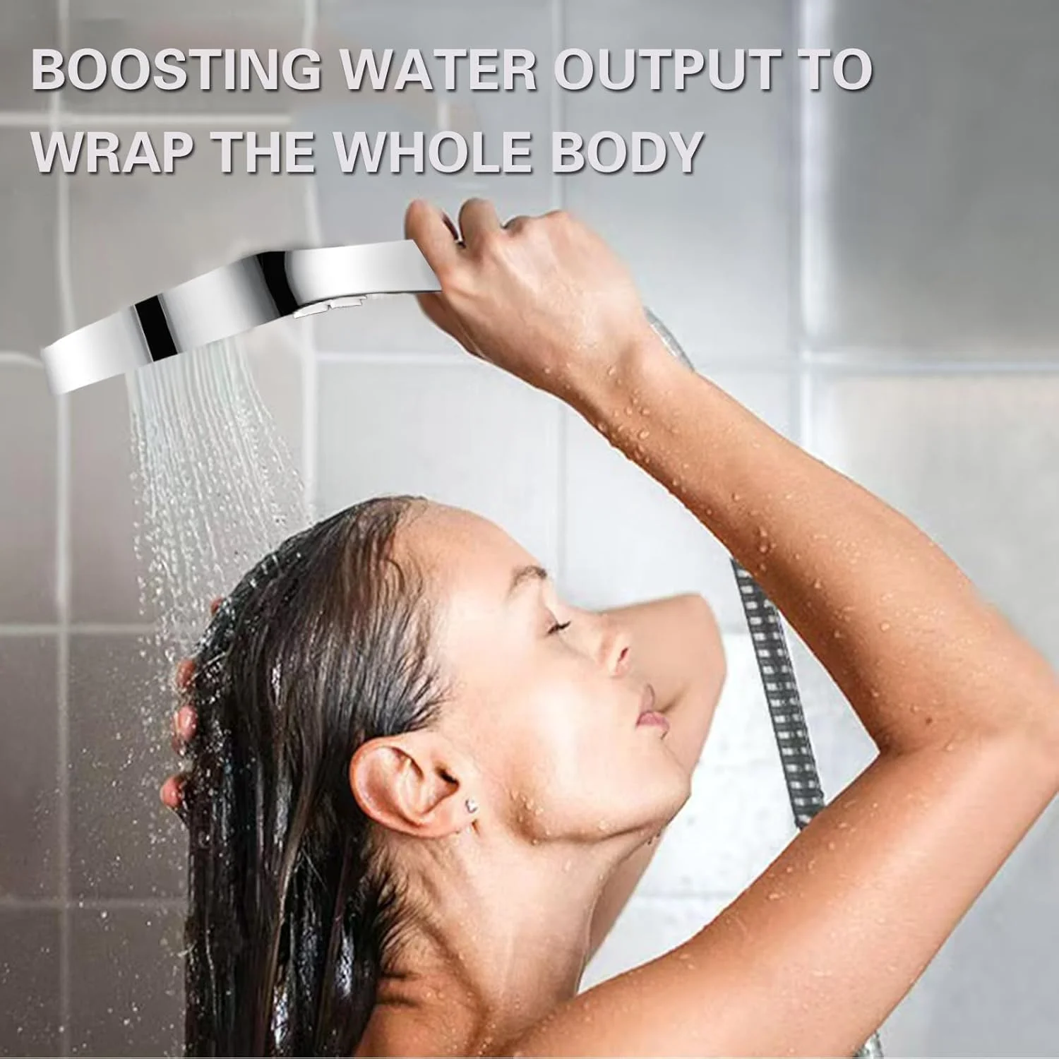 سردوش حمام با سر دوشی دستی، 6 حالت اسپری قابل تنظیم فشار بالا، سردوش دستی جداشدنی فیلتردار، میله دوش مقاوم در برابر سایش، پایه ABS، کاهش دهنده صدا - خاکستری