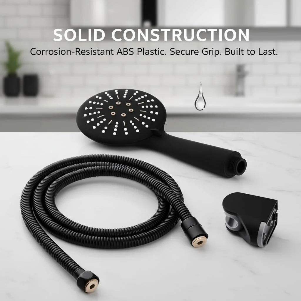 سردوش دستی 4.7 اینچی با شلنگ انعطاف پذیر 1.5 متری، 3 حالت اسپری قابل تنظیم، فشار قوی و صرفه جویی در آب، نگهدارنده نصب آسان بدون نیاز به دریل، اتصالات دوش چند منظوره برای استفاده در کاروان و حمام سردوش دستی 4.7 اینچی با شلنگ انعطاف پذیر 1.5 متری، 3 حالت اسپری قابل تنظیم، فشار قوی و صرفه جویی در آب، نگهدارنده نصب آسان بدون نیاز به دریل، اتصالات دوش چند منظوره برای استفاده در کاروان و حمام