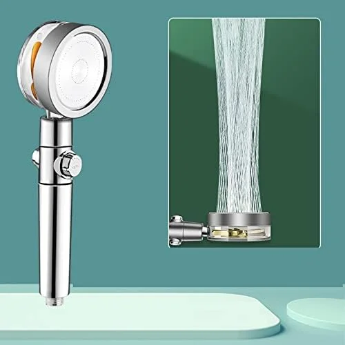 سردوش حمام فشار قوی، سردوش پروانه ای صرفه جویی کننده با فیلتر، سردوش گردابی با دکمه توقف، سردوش جت هیدرو نصب آسان، سردوش توربو دستی با چرخش 360 درجه (زرد)