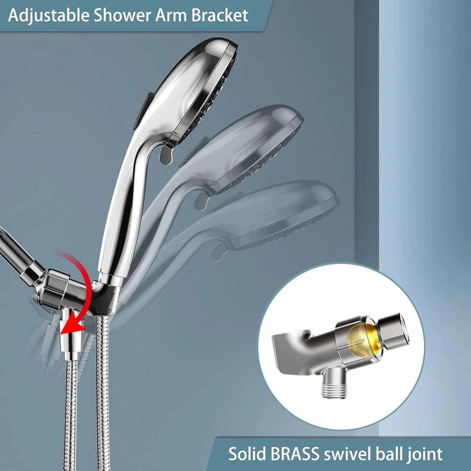 سردوش حمام KASTWAVE، سردوش فشار قوی 8 حالته با قابلیت جدا شدن، دارای حالت شستشوی قوی برای تمیز کردن وان، کاشی و حیوانات خانگی، سردوش جداشدنی 4.7 اینچی (فقط سردوش)