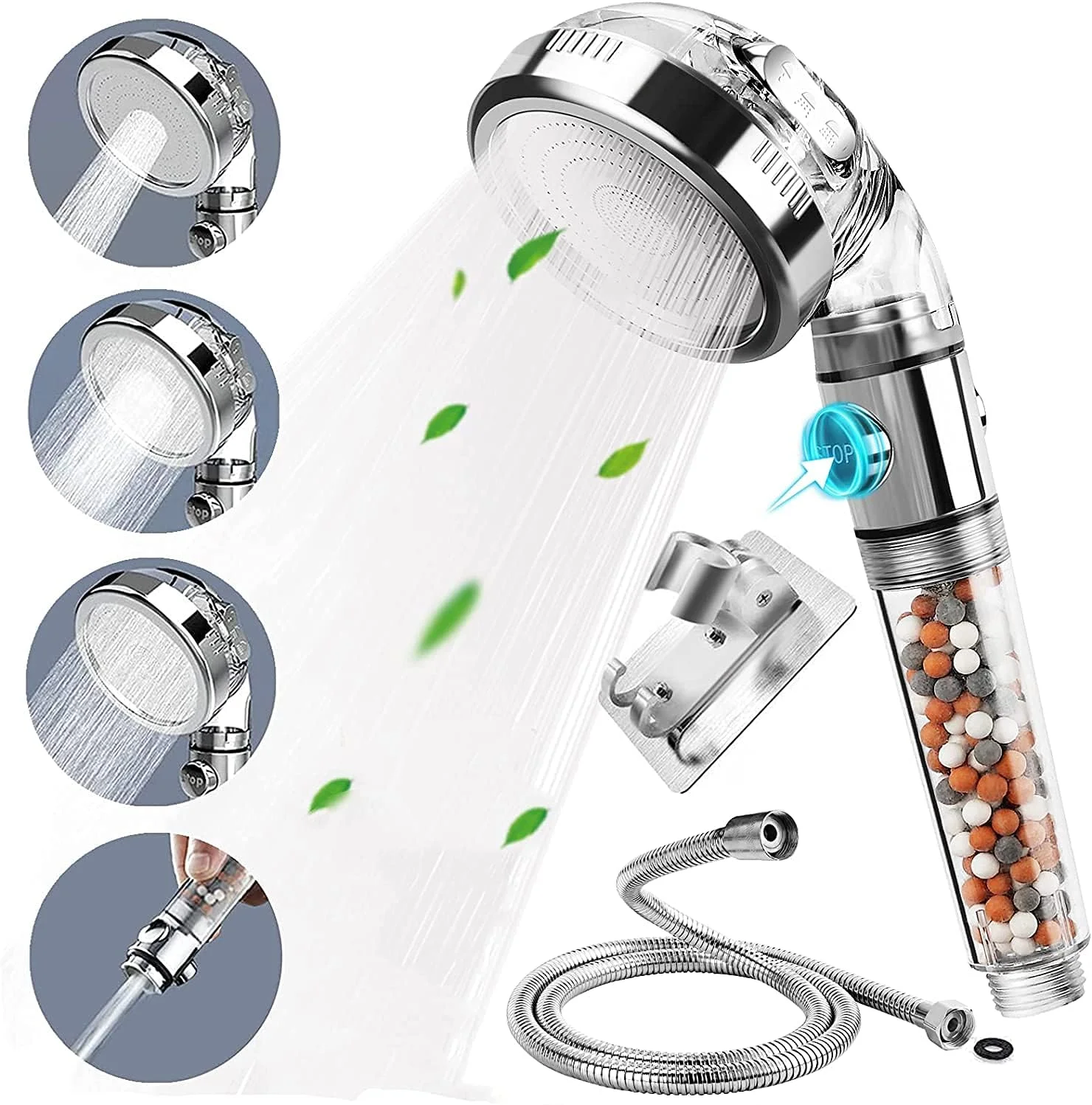 سردوش یونی KASTWAVE، سردوش دستی با فشار قوی، فیلتر آب سخت با کلید روشن/خاموش، 3 حالت نرم کننده آب، صرفه جویی در آب، سردوش قابل تنظیم با مهره های فیلتر سردوش یونی KASTWAVE، سردوش دستی با فشار قوی، فیلتر آب سخت با کلید روشن/خاموش، 3 حالت نرم کننده آب، صرفه جویی در آب، سردوش قابل تنظیم با مهره های فیلتر