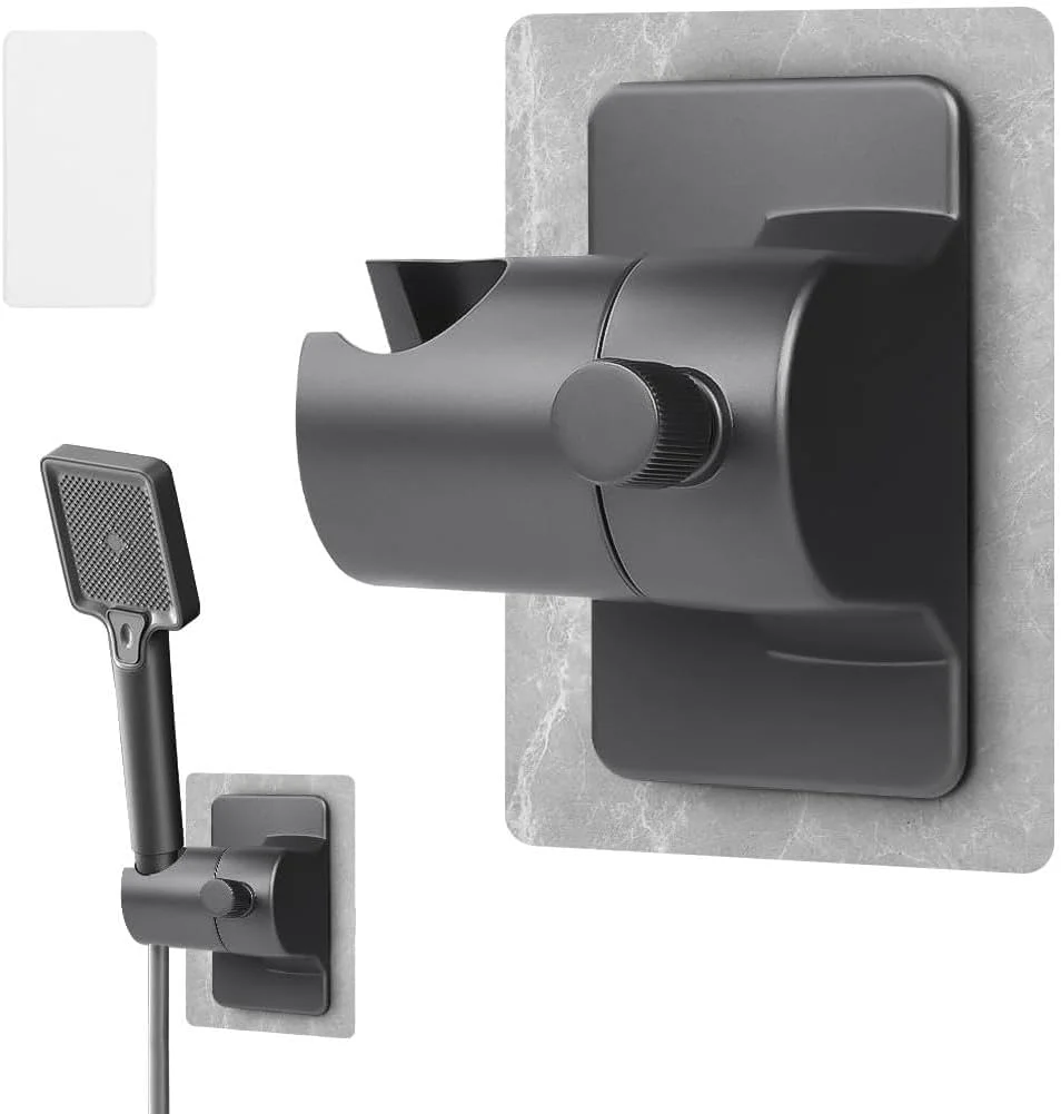 نگهدارنده سر دوش، چرخش 360 درجه، ضد آب، نصب آسان بدون نیاز به سوراخکاری، نگهدارنده دستی دوش، نگهدارنده بادوام خاکستری رنگ سر دوش برای خانه و حمام