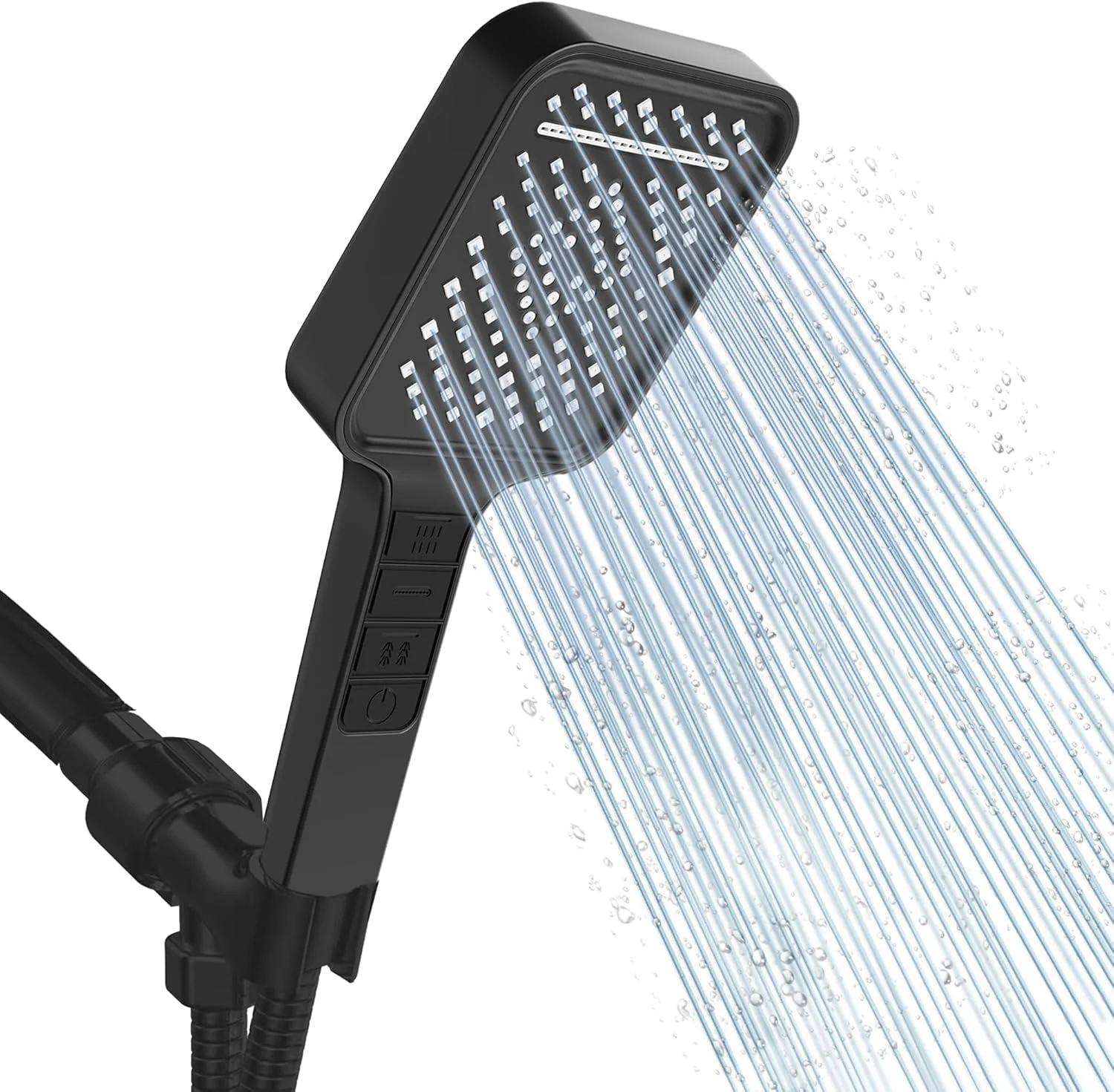 سردوش دستی KASTWAVE، سردوش فشار قوی با 7 حالت، سردوش پنل مربعی بزرگ با دکمه تقویت کننده، به همراه شلنگ و پایه قابل تنظیم (مشکی) سردوش دستی KASTWAVE، سردوش فشار قوی با 7 حالت، سردوش پنل مربعی بزرگ با دکمه تقویت کننده، به همراه شلنگ و پایه قابل تنظیم (مشکی)