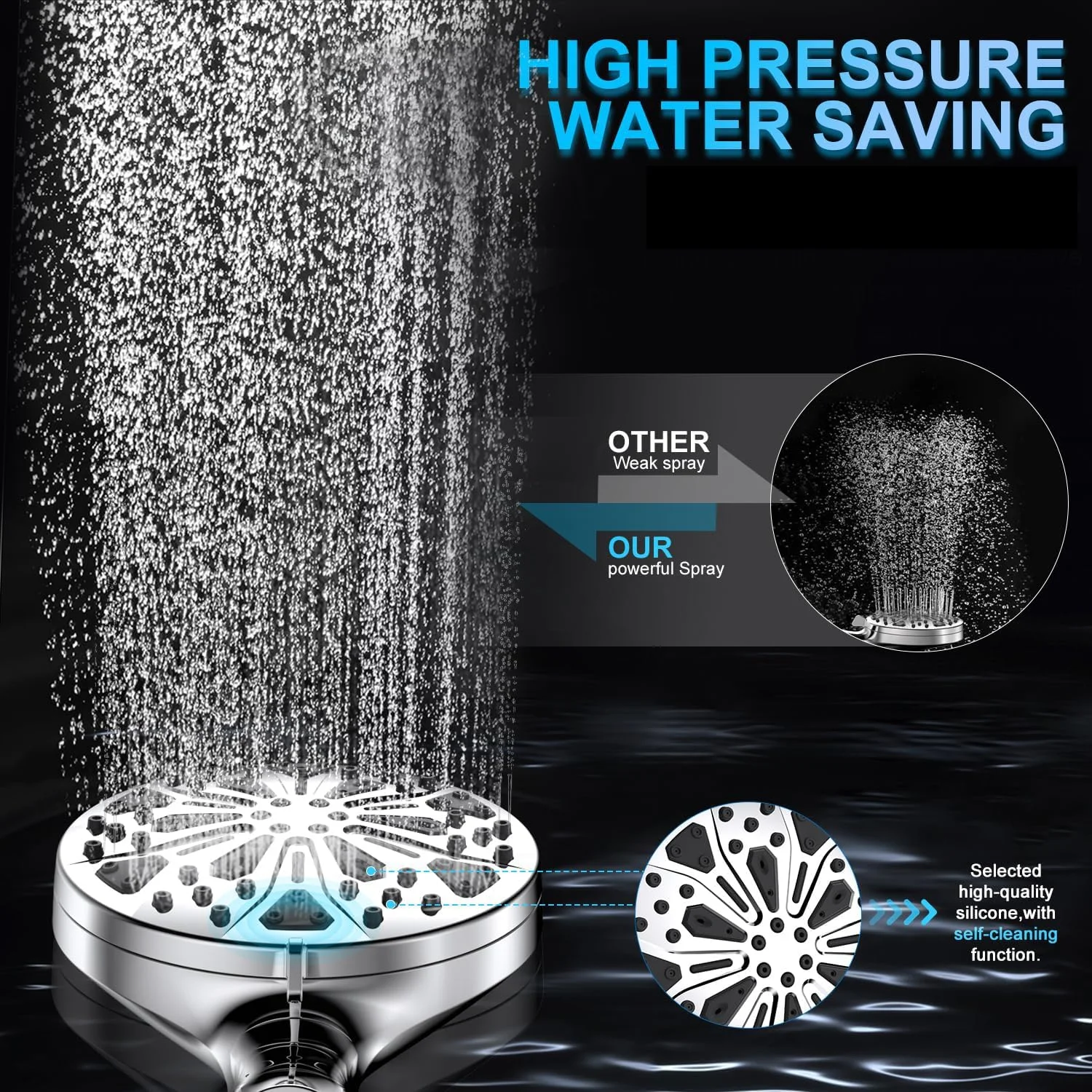 سری دوش حمام KASTWAVE با اسپری دستی، اسپری قدرتمند دوش، سر دوش با 10 حالت اسپری و براکت قابل تنظیم، برای تمیز کردن وان، کاشی، دیوار و حیوانات خانگی سری دوش حمام KASTWAVE با اسپری دستی، اسپری قدرتمند دوش، سر دوش با 10 حالت اسپری و براکت قابل تنظیم، برای تمیز کردن وان، کاشی، دیوار و حیوانات خانگی