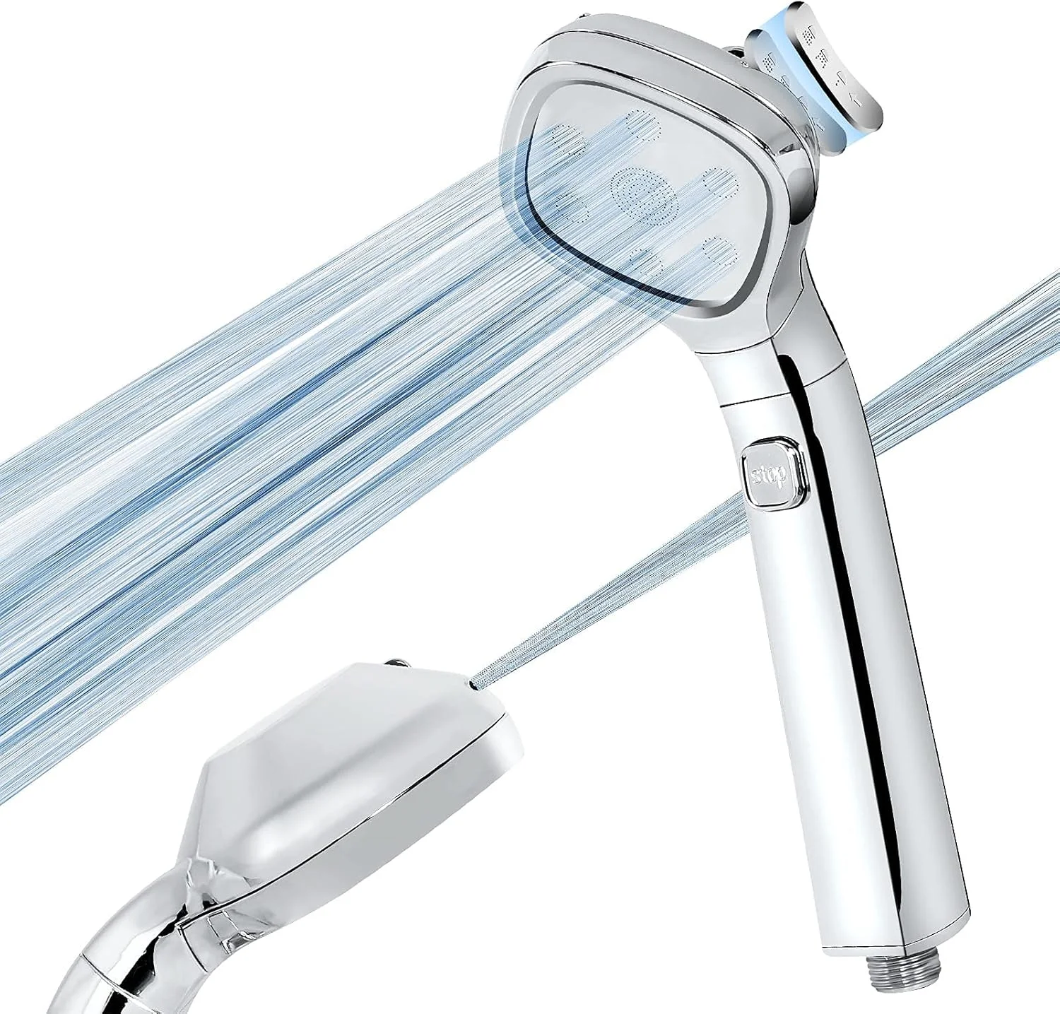 سردوش حمام KASTWAVE، سردوش های یونیورسال فشار قوی، سردوش حمام با روکش کروم استیل ضد زنگ با 4 حالت اسپری، سردوش دستی دوگانه تقویت کننده صرفه جویی در آب (نقره ای) سردوش حمام KASTWAVE، سردوش های یونیورسال فشار قوی، سردوش حمام با روکش کروم استیل ضد زنگ با 4 حالت اسپری، سردوش دستی دوگانه تقویت کننده صرفه جویی در آب (نقره ای)