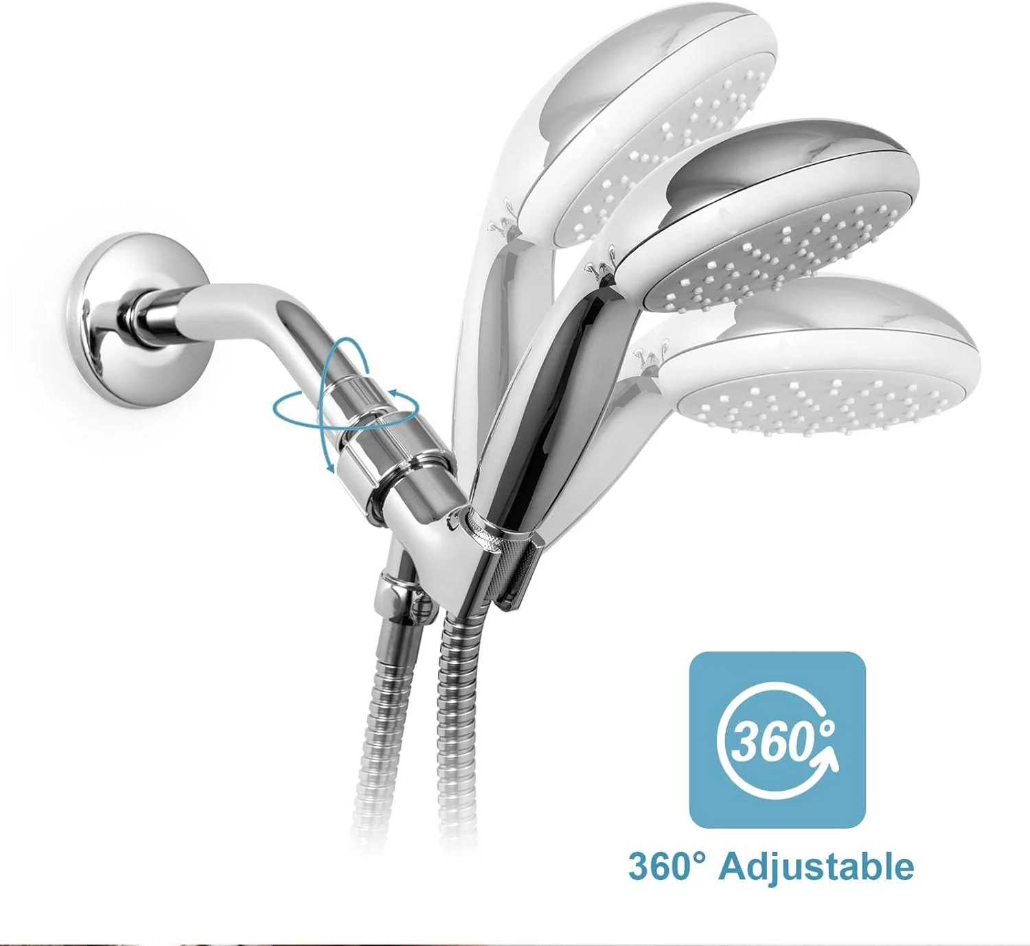 نگهدارنده سردوش KASTWAVE، پایه سردوش قابل تنظیم، اتصال بازوی سردوش و شلنگ سردوش، کروم، 1 عدد نگهدارنده سردوش KASTWAVE، پایه سردوش قابل تنظیم، اتصال بازوی سردوش و شلنگ سردوش، کروم، 1 عدد