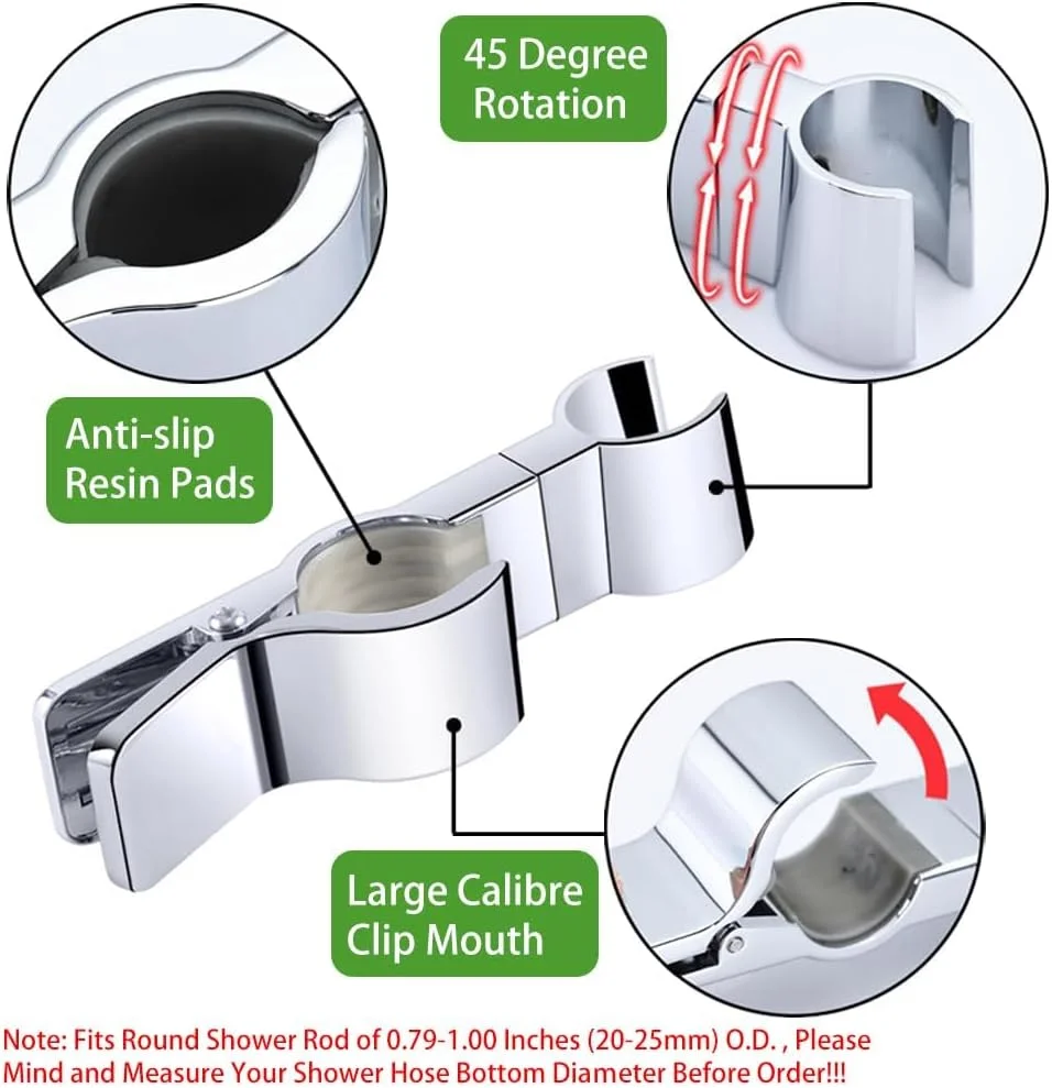 نگهدارنده قابل تنظیم سردوش دستی برای میله لغزنده دوش 20-25 میلیمتری، گیره لغزنده سر دوش چرخشی جهانی با چرخش 45 درجه، لوازم جانبی بادوام جایگزین حمام نگهدارنده قابل تنظیم سردوش دستی برای میله لغزنده دوش 20-25 میلیمتری، گیره لغزنده سر دوش چرخشی جهانی با چرخش 45 درجه، لوازم جانبی بادوام جایگزین حمام