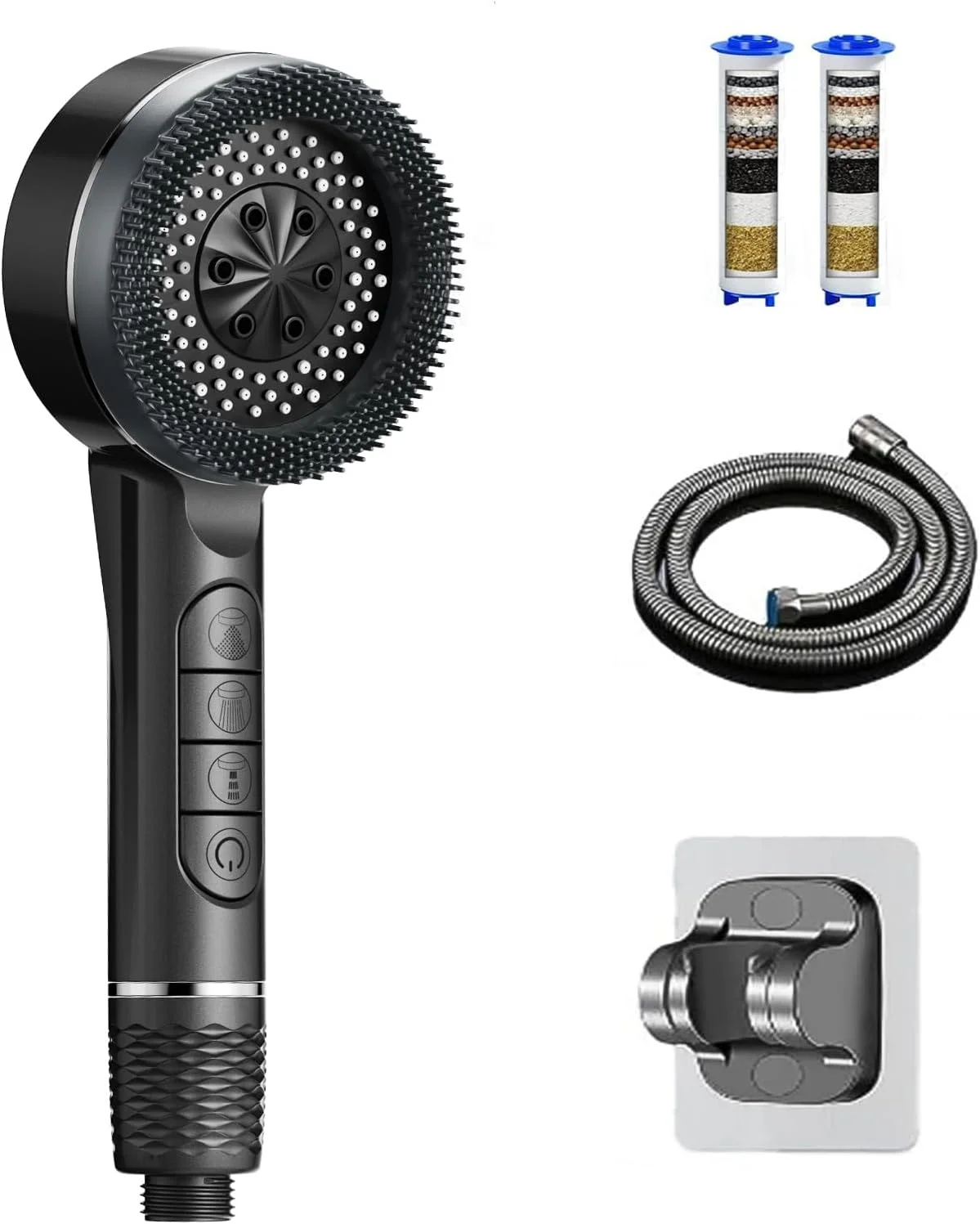 سردوش حمام فشار قوی با گوشی دستی، سردوش های فیلتردار 3+1 حالته با شلنگ 152 سانتی متری و پایه قابل تنظیم، سردوش فیلتردار فشار قوی برای آب سخت، سردوش با فیلتر آب خاکستری سردوش حمام فشار قوی با گوشی دستی، سردوش های فیلتردار 3+1 حالته با شلنگ 152 سانتی متری و پایه قابل تنظیم، سردوش فیلتردار فشار قوی برای آب سخت، سردوش با فیلتر آب خاکستری