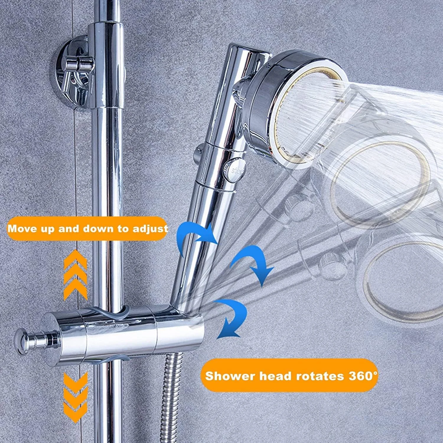 نگهدارنده سردوش KASTWAVE، یونیورسال 20-25 میلی متر O.D. قابل تنظیم دستی، براکت میله دوش، نگهدارنده دیواری دوش با روکش کروم