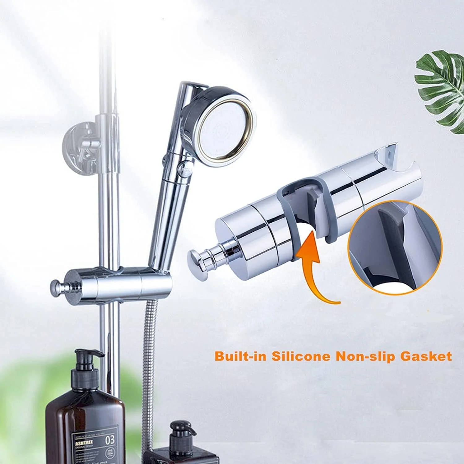 نگهدارنده سردوش KASTWAVE، یونیورسال 20-25 میلی متر O.D. قابل تنظیم دستی، براکت میله دوش، نگهدارنده دیواری دوش با روکش کروم