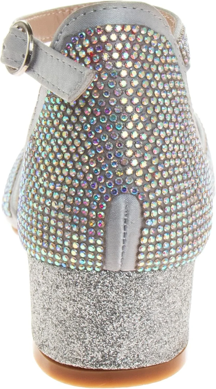 کفش مجلسی پاشنه کوتاه دخترانه جومو، صندل های بند دار براق مناسب مهمانی و مراسم رسمی کفش مجلسی پاشنه کوتاه دخترانه جومو، صندل های بند دار براق مناسب مهمانی و مراسم رسمی