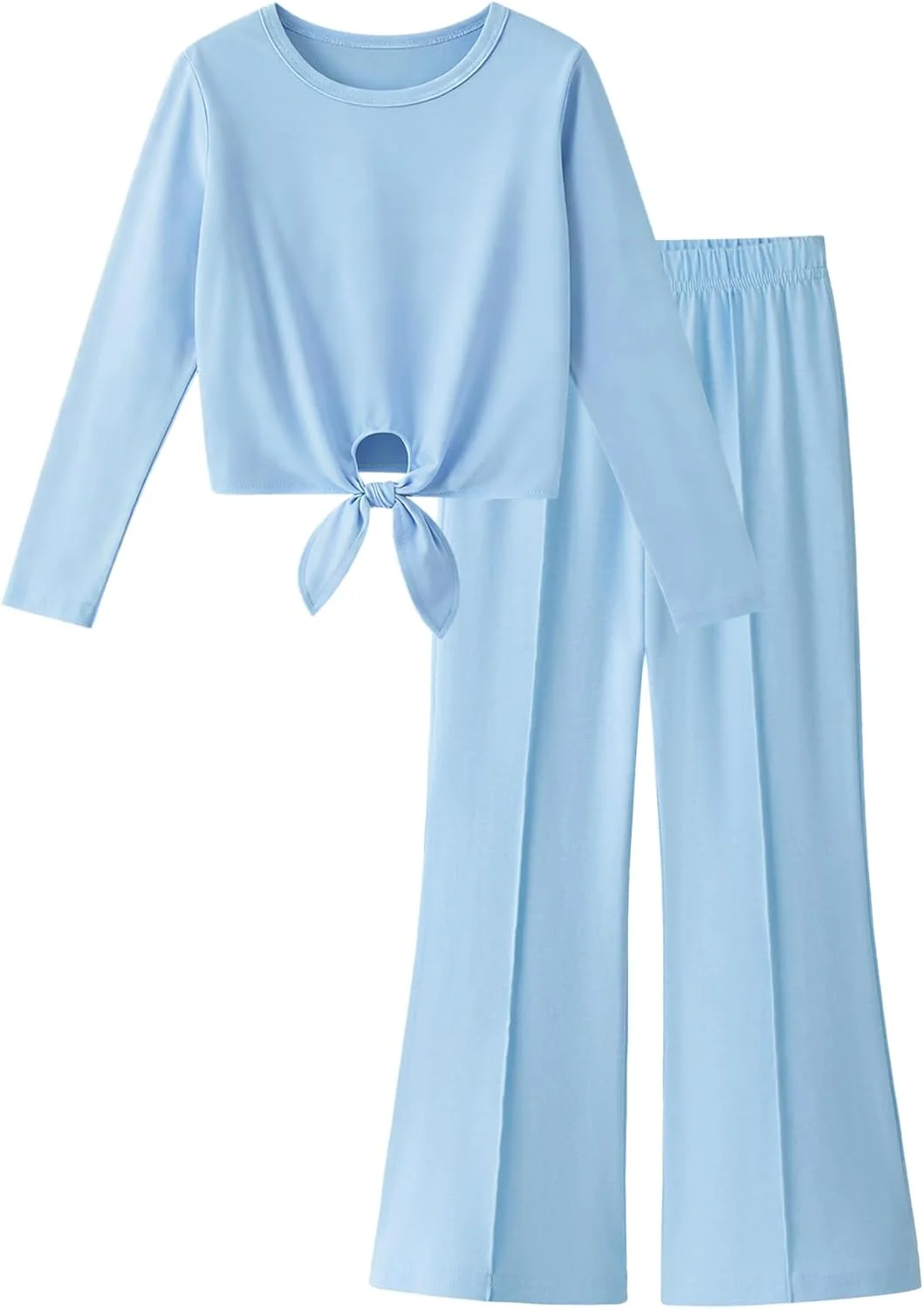 Yekaty ست لباس دخترانه دو تکه شامل بلوز آستین بلند گره‌ای و شلوار پا گشاد، مناسب پاییز