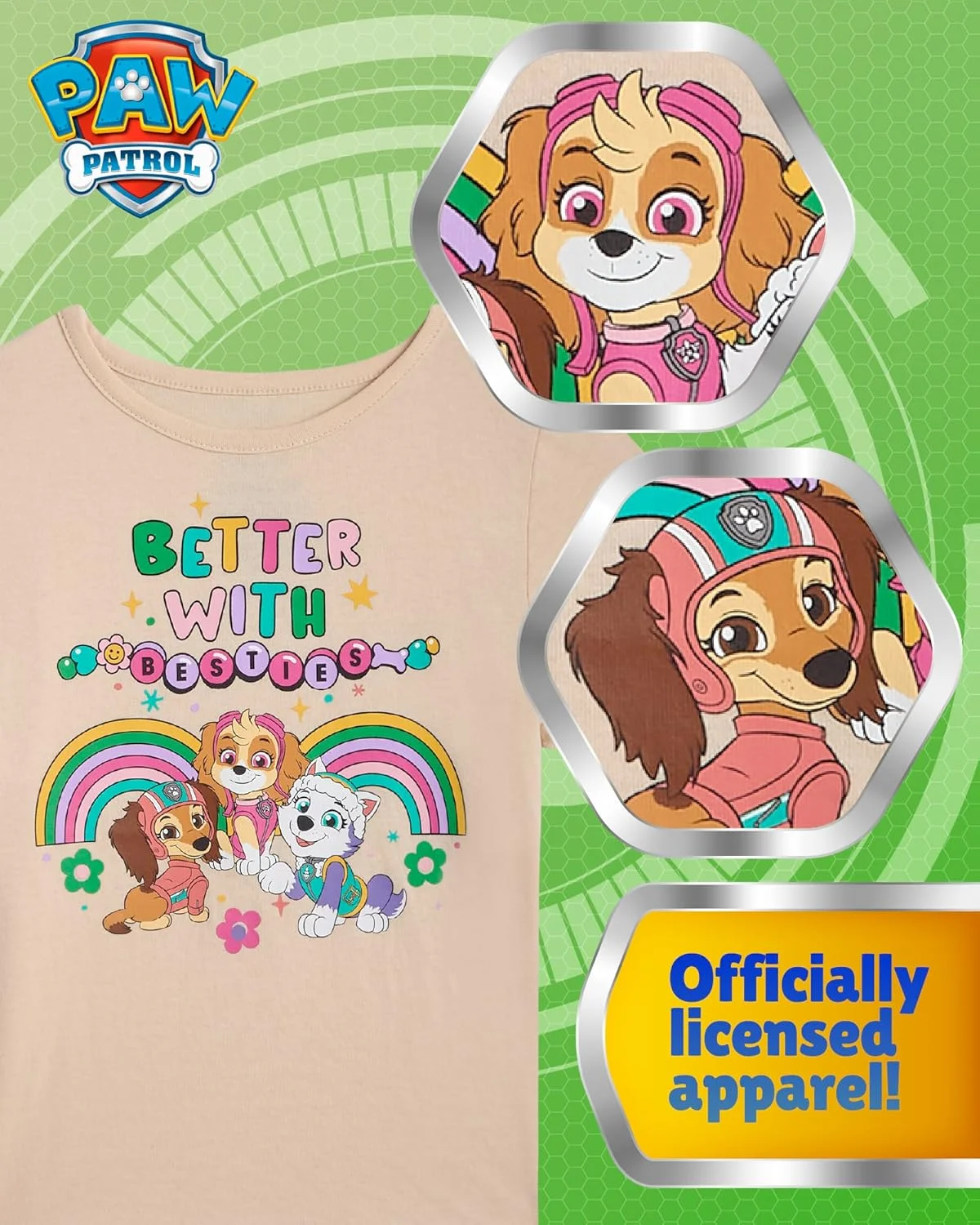 تی شرت های دخترانه نیکلودئون پاو پاترول اسکای اورست لیبرتی - بسته 4 عددی آستین کوتاه برای کودکان نوپا و دختران کوچک