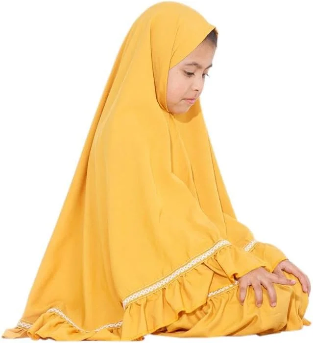 لباس نماز دو تکه دخترانه با جزئیات چین‌دار