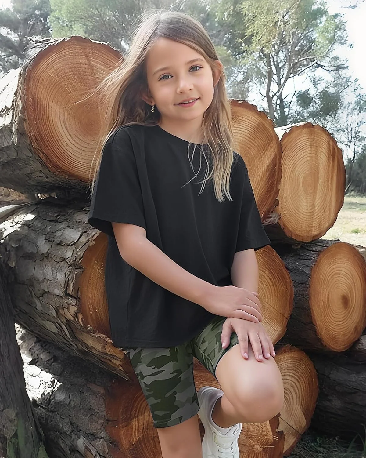 ست لباس دخترانه Xumplo، شامل تیشرت آستین کوتاه و شلوارک دوچرخه سواری، مناسب برای تابستان