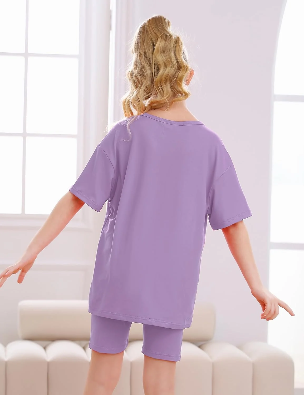 ست لباس دخترانه دو تکه EuquixZeph، تیشرت آستین کوتاه بزرگ و شلوارک ورزشی مناسب دویدن و دوچرخه سواری، سایز 5 تا 12 سال ست لباس دخترانه دو تکه EuquixZeph، تیشرت آستین کوتاه بزرگ و شلوارک ورزشی مناسب دویدن و دوچرخه سواری، سایز 5 تا 12 سال