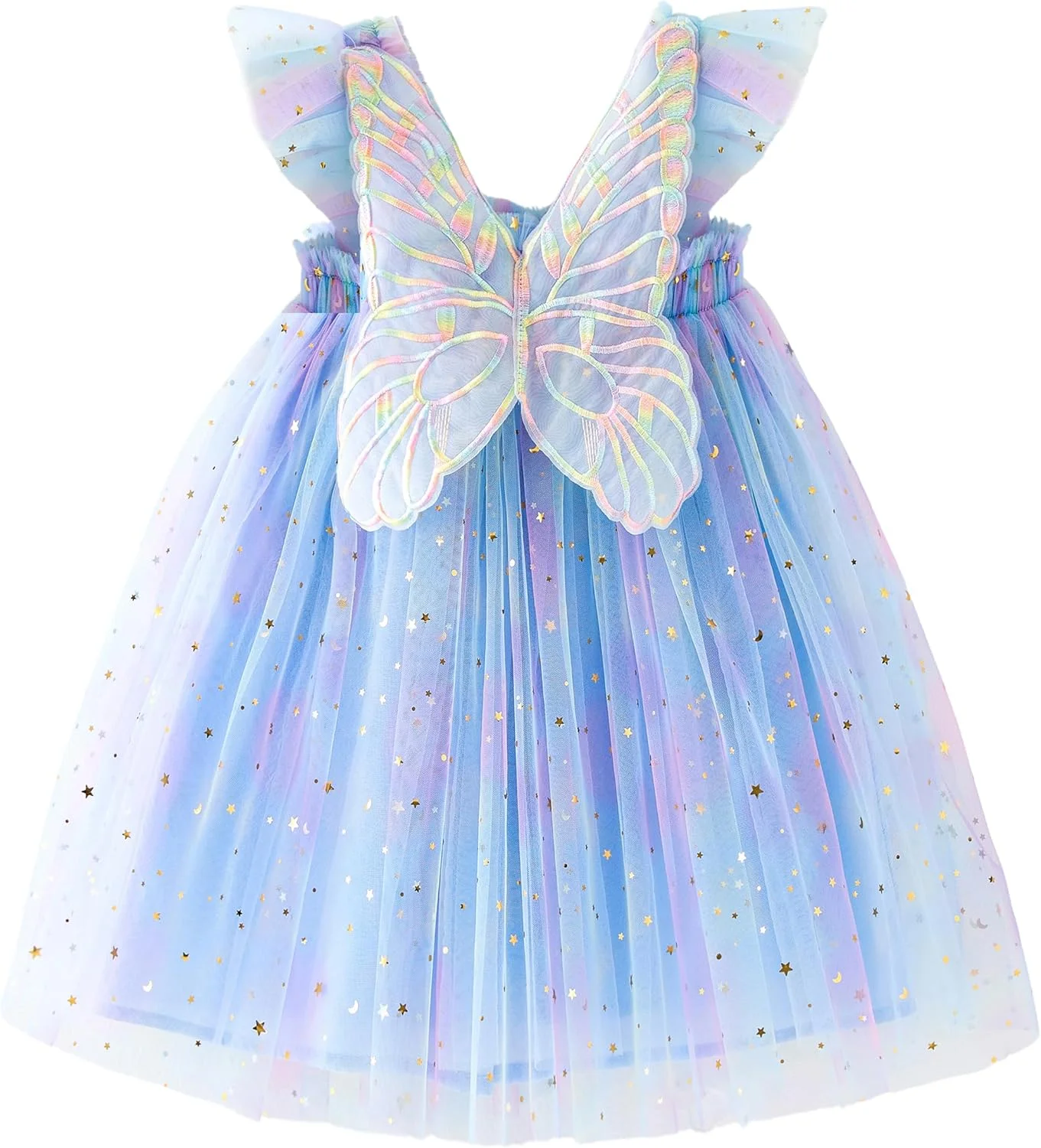 Miipat - پیراهن دخترانه توری پروانه ای - بدون آستین مناسب کودک - پیراهن توتو پرنسسی گلدار مناسب جشن تولد و عروسی - دخترانه 6 ماهه تا 6 ساله