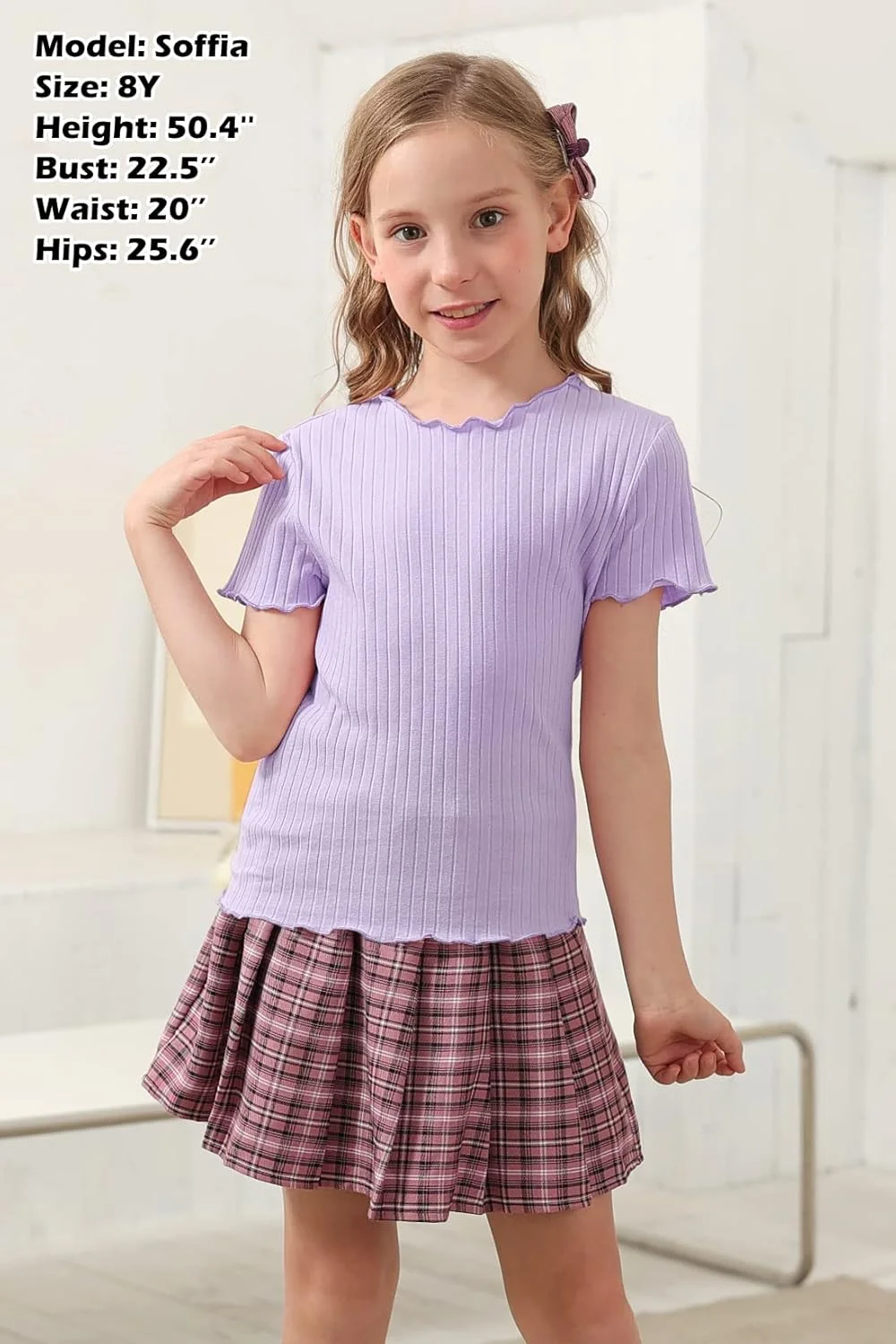 ست 2 عددی تیشرت دخترانه یقه گرد، آستین کوتاه، طرح ساده و بافتنی مناسب 4 تا 14 سال