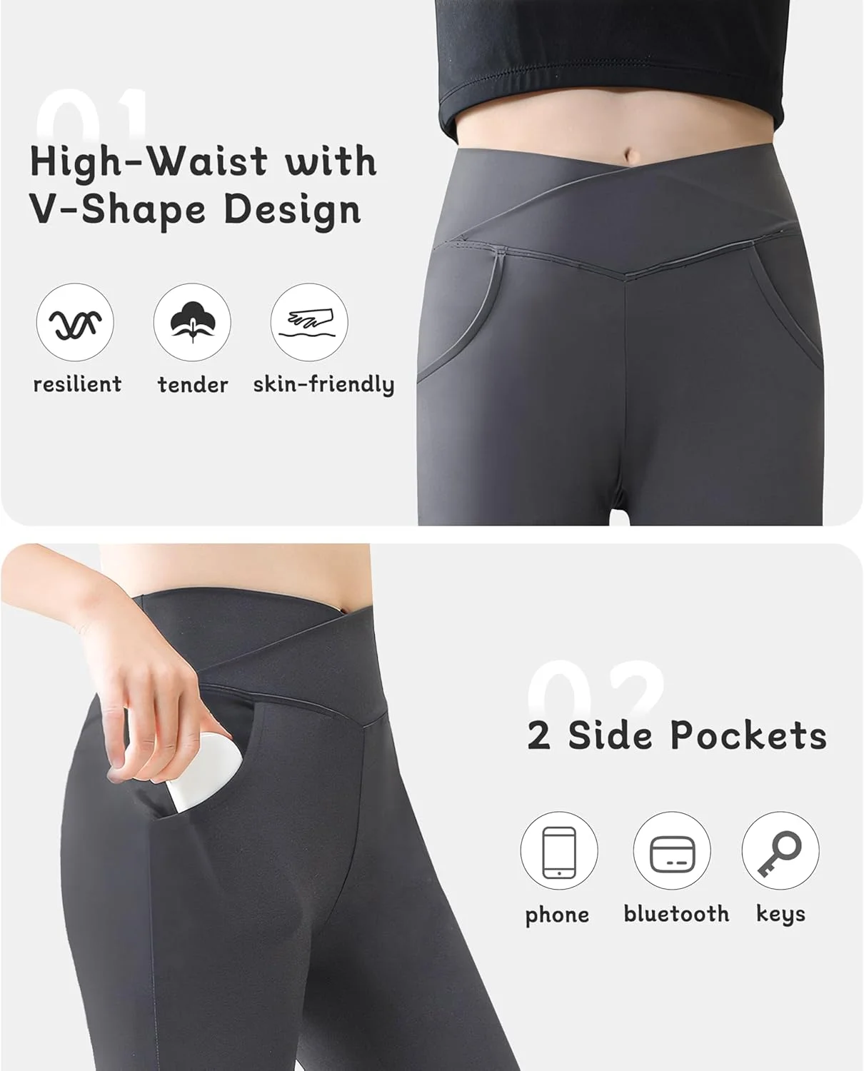 شلوار لگینگ دخترانه VilyR، مدل دمپا گشاد، کمر بلند ضربدری، مناسب یوگا، کشی، غیر رسمی، رقص و ورزش، دارای جیب، مناسب کودکان 5 تا 12 سال