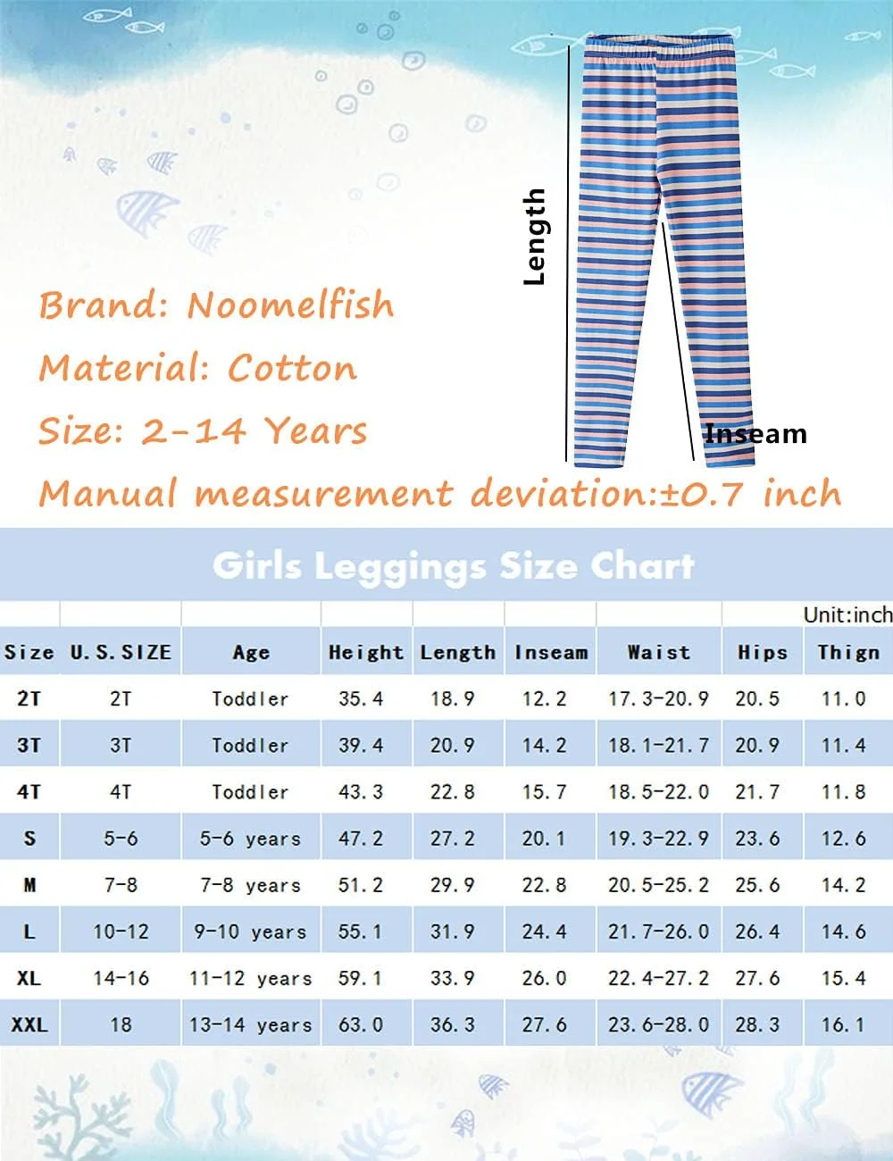 نوملفیش بسته 2 عددی لگینگ کلاسیک تمام قد نخی دخترانه (2-12 سال)