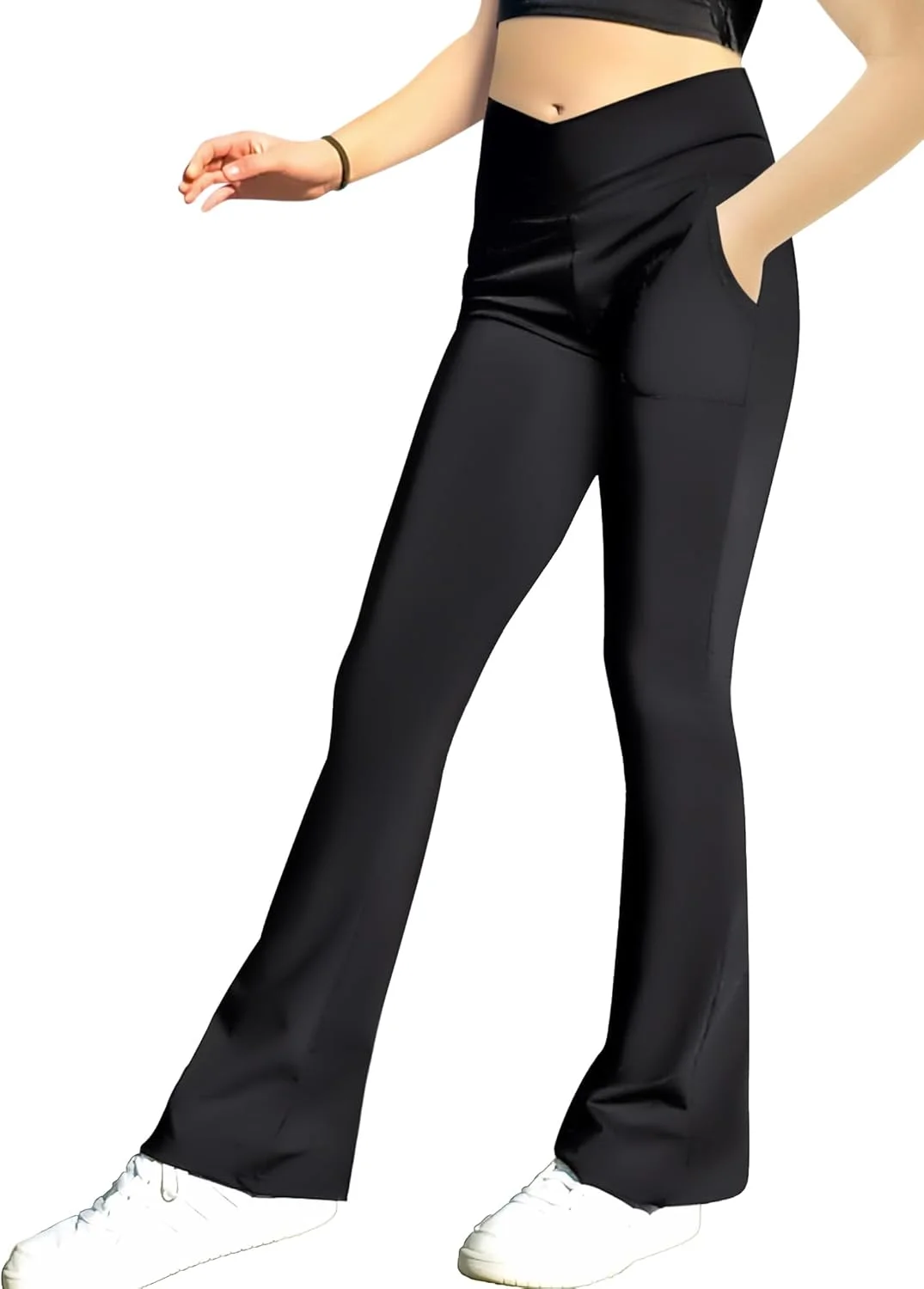 شلوار رقص دخترانه مشکی، لگینگ کشی نرم کمر بلند مناسب تمرین و مسابقات کودکان