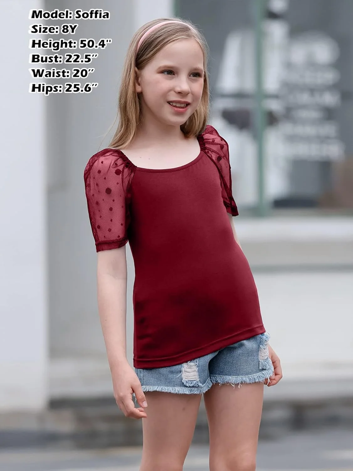 گورلیا تاپ توری دابی آستین رگلان دخترانه، بلوز تی شرت یقه مربعی مناسب سایز 4 تا 14 سال