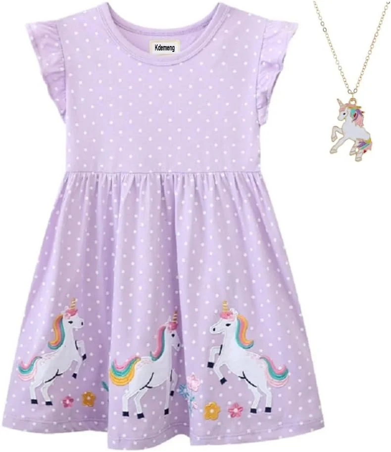 پیراهن تابستانی دخترانه - پیراهن پرنسسی توری پفی با یقه گرد