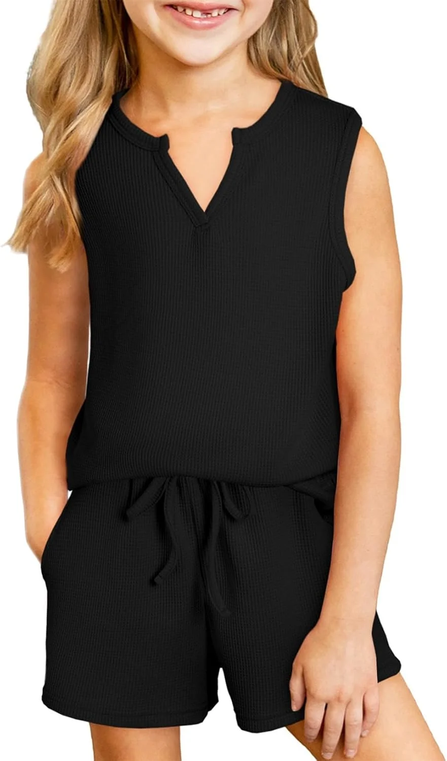 ست لباس تابستانی دخترانه بلیبین مدل 2024، تاپ بدون آستین با جیب های وافل، سایز 4 تا 13 سال ست لباس تابستانی دخترانه بلیبین مدل 2024، تاپ بدون آستین با جیب های وافل، سایز 4 تا 13 سال