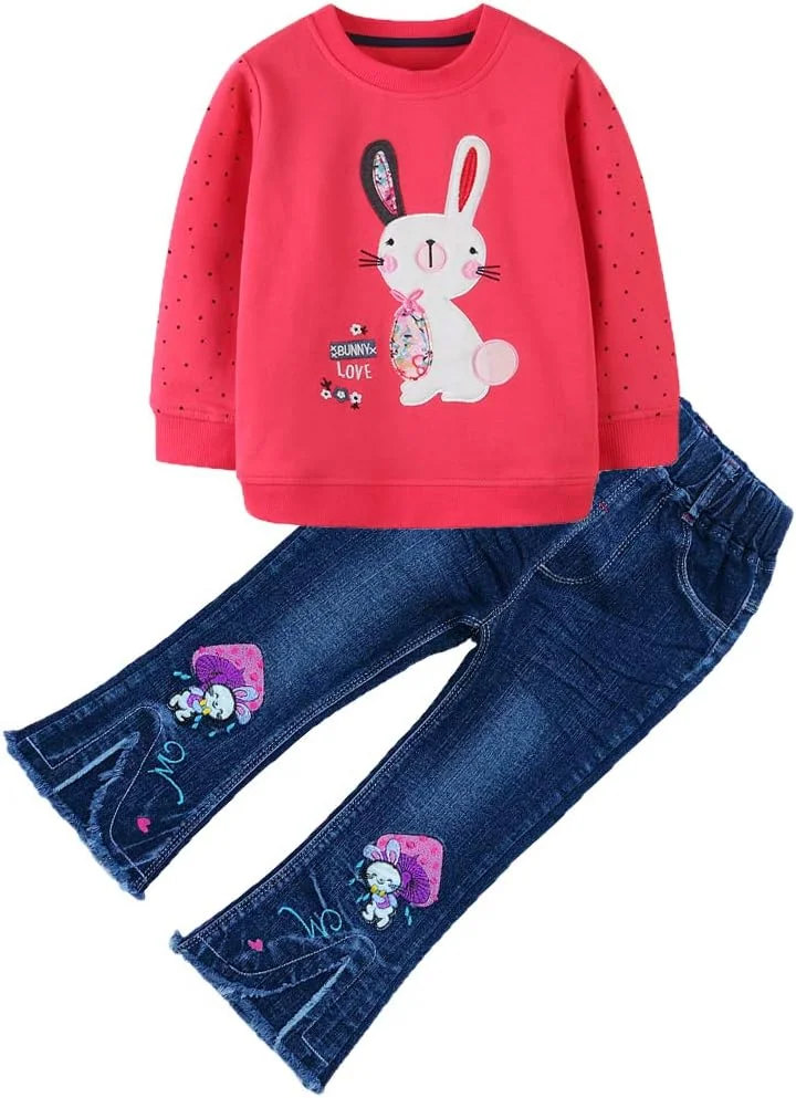 Peacolate ست لباس دخترانه شامل تاپ نخی و شلوار جین (مناسب ۲ تا ۷ سال)