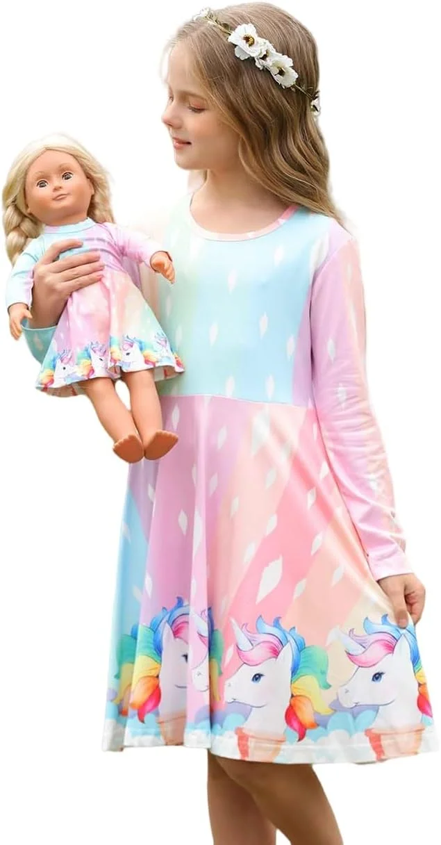 پیراهن دخترانه زیبا Bow Dream و لباس های عروسک دخترانه آمریکایی ست